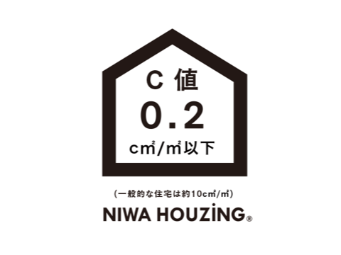 C値0.2c㎡/㎡以下（一般的な住宅は約10c㎡/㎡）NIWA HOUZING